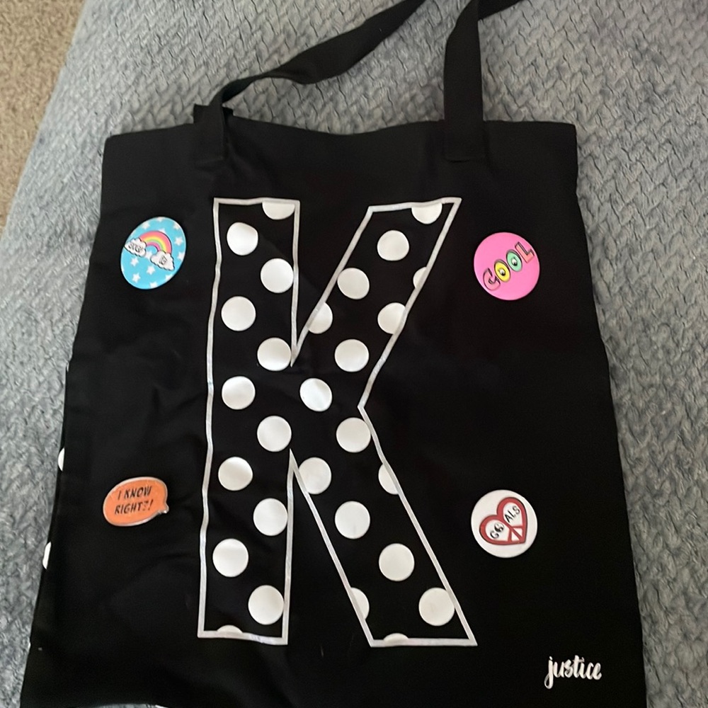 Letter K justice tote bag
